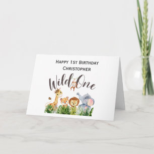 Carte Safari Animaux de la Jungle pour 1er Premier Anniv