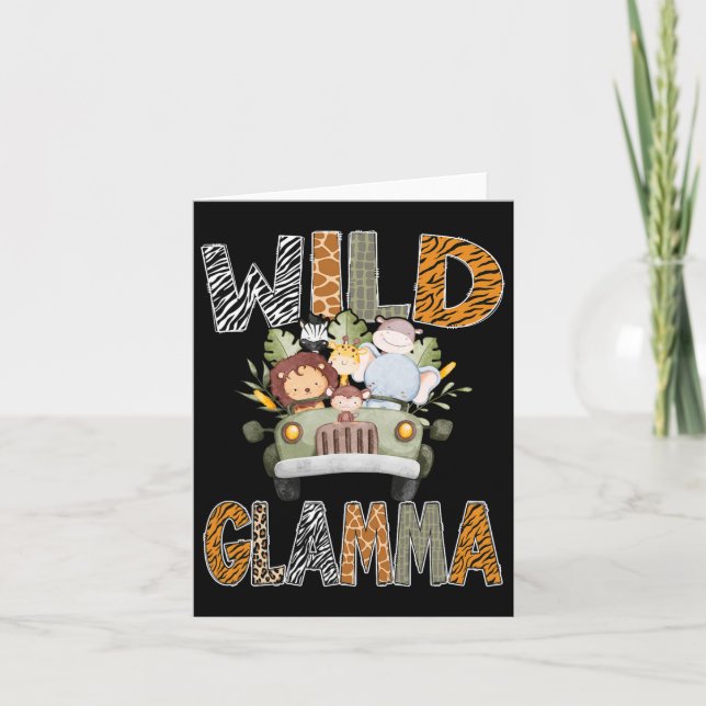 Carte Safari dans la jungle pour le 1er anniversaire de  (Devant)