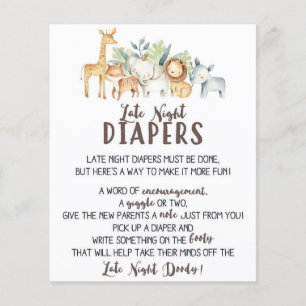 Carte Safari Late Night Diapers Sign, Late Night D