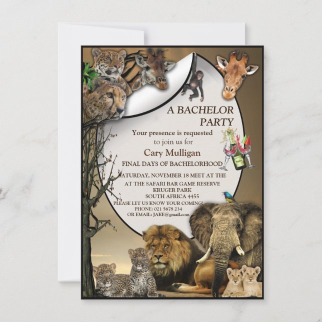 Carte Safari Park Enterrement de vie de garçon en plein  (Devant)