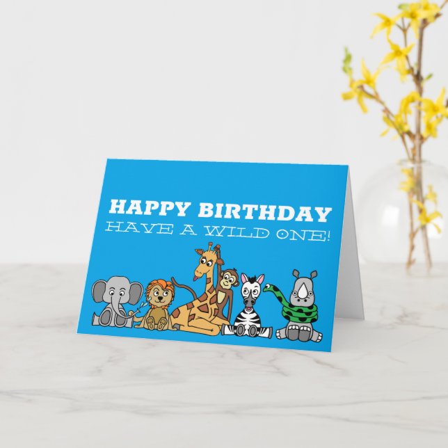 Carte Safari sauvage, Anniversaire des enfants (Fleur jaune)