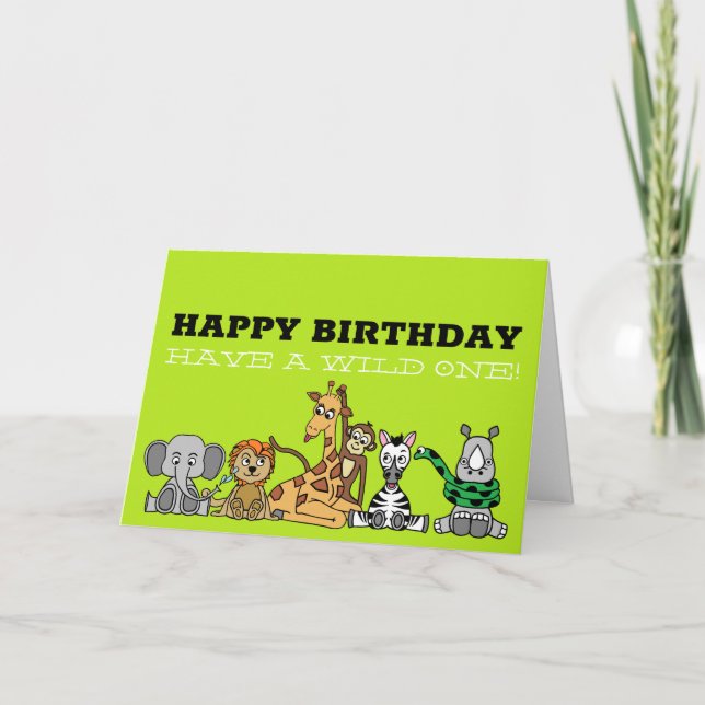 Carte Safari sauvage, Anniversaire des enfants (Devant)
