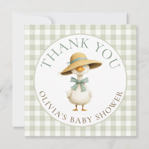 Carte Sage de la poule idiote Gingham remerciement Baby