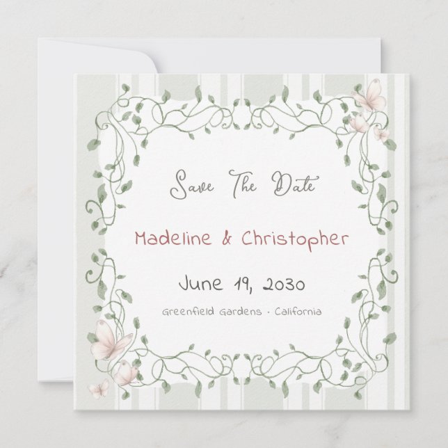 Carte Sage Eucalyptus Wedding Save the Date (Devant)