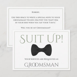 Carte Sage Green Be My Groomsman Fun Bow Cravate