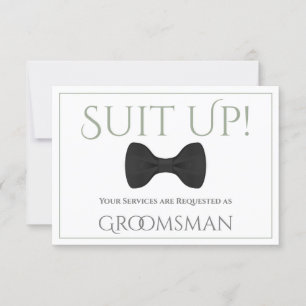 Carte Sage Green Be My Groomsman Fun Bow Cravate