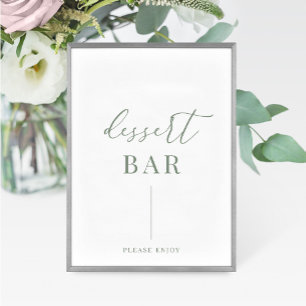 Carte Sage Green Moderne Elégant Mariage Dessert Bar Sig