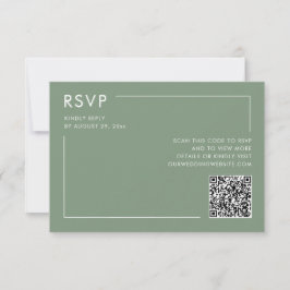 Carte Sage Green Photo QR Code Mariage RSVP Enclôture