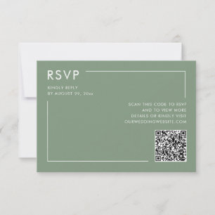 Carte Sage Green Photo QR Code Mariage RSVP Enclôture