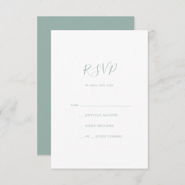 Carte Sage Green RSVP (Devant / Derrière)