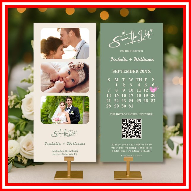 Carte Sage Green Wedding Enregistrer La Date Calendrier  (Créateur téléchargé)
