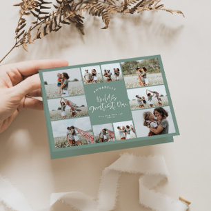 Carte Sage vert multi photo mum typographie moderne