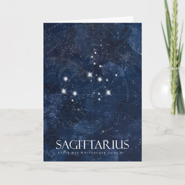 Carte Sagittarius avec nom, starsign zodiac (Devant)