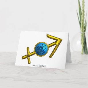 Carte SAGITTARIUS Bleu Turquoise.Or Zodiac Anniversaire