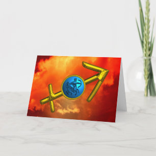 Carte SAGITTARIUS Bleu Turquoise, Or Zodiac Anniversaire
