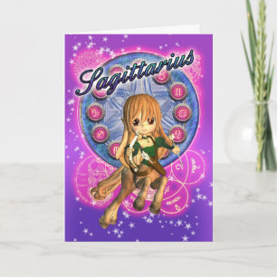 Carte Sagittarius Zodiac Avec Centenaire Femme