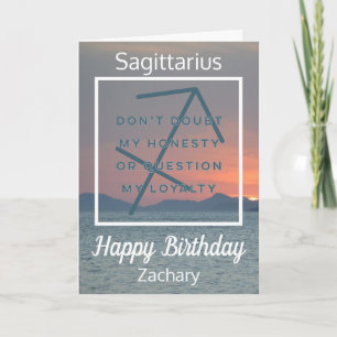 Carte Sagittarius Zodiac Fun Citation Bleu & Blanc Anniv
