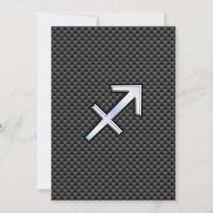 Carte Sagittarius Zodiac Sign Black Carbon Fiber Print