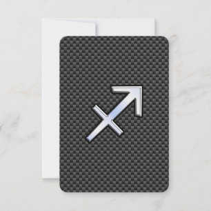 Carte Sagittarius Zodiac Sign Black Carbon Fiber Print