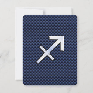 Carte Sagittarius Zodiac Sign on Blue Carbon Fibre Print