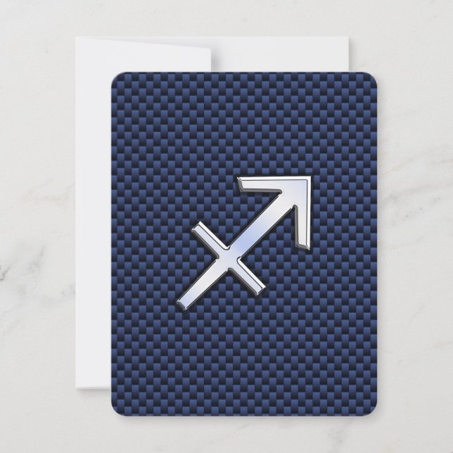 Carte Sagittarius Zodiac Sign on Blue Carbon Fibre Print (Devant)