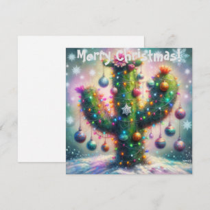 Carte Saguaro Cactus Whimsical Snowflakes