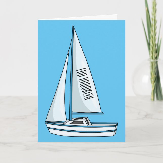 Carte Sailboat cartoon illustration (Devant)