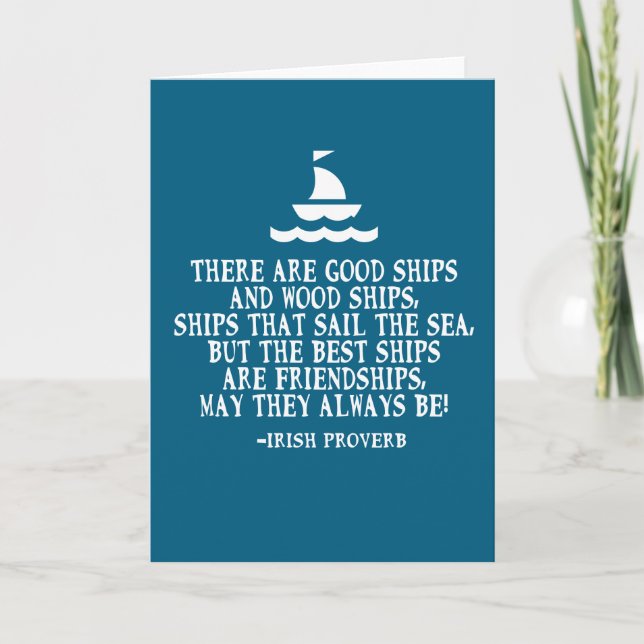 Carte Sailing Irish friendship quote good ships proverb (Devant)