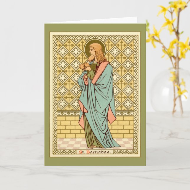 Carte Saint Barnabas l'apôtre (RLS 02) Salutation blanch (Fleur jaune)
