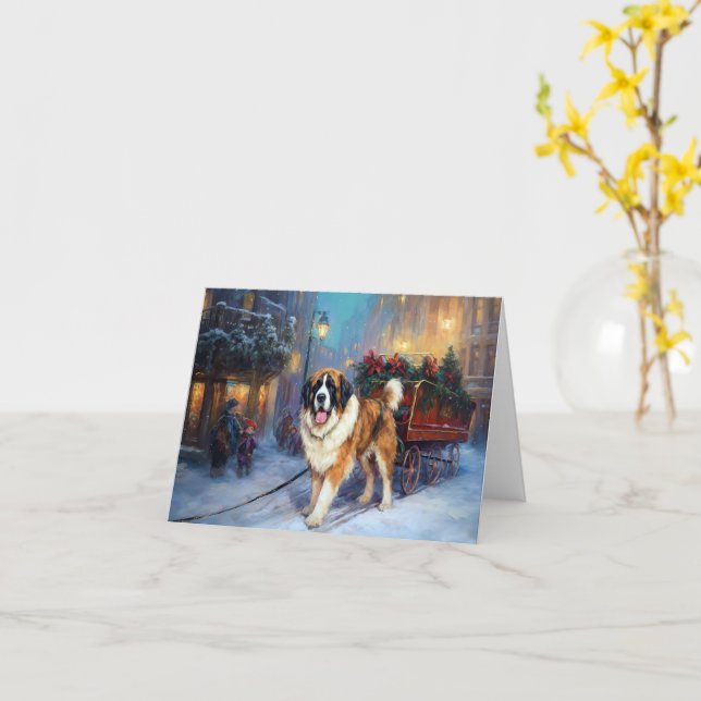 Carte Saint Bernard Christmas Festive (Fleur jaune)