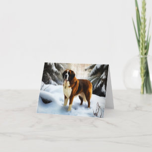 Carte Saint Bernard Laisser Neige Noël