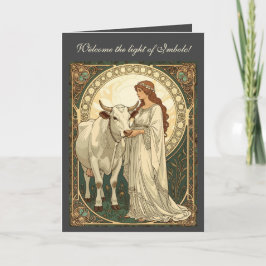 Carte Saint Brigid of Ireland With White Cow
