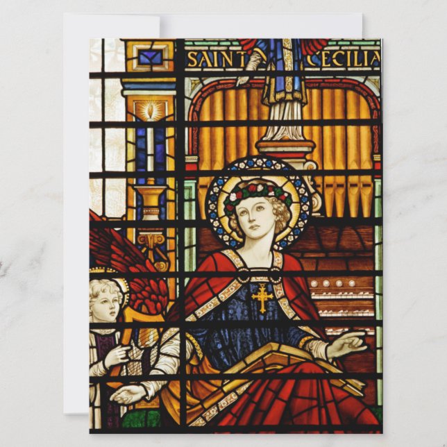 Carte Saint Cecilia Patron Saint de la Musique Vitrail (Devant)
