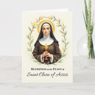 Carte Saint Clare d'Assise Fête Bénédiction Jour Wreath