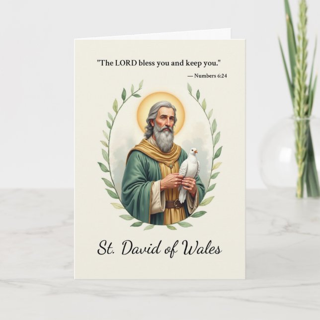 Carte Saint David du Pays de Galles Dieu Paix avec Écrit (Devant)