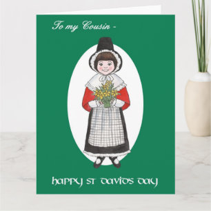 Carte Saint David's Day, Costume gallois, Pour Cousin