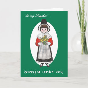 Carte Saint David's Day, Costume gallois, Pour enseignan