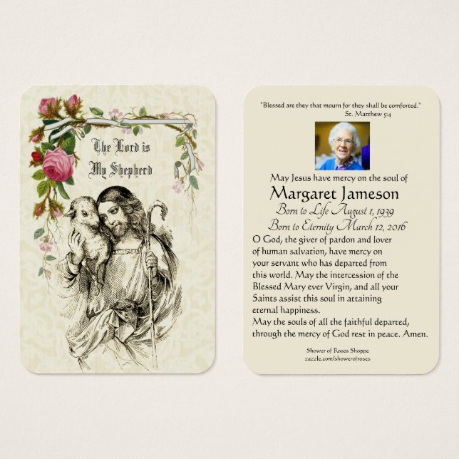 Carte Saint du Mémorial funéraire catholique de Jé (Devant & derrière)