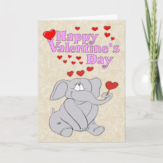Carte Saint Eléphant Valentine (Devant)