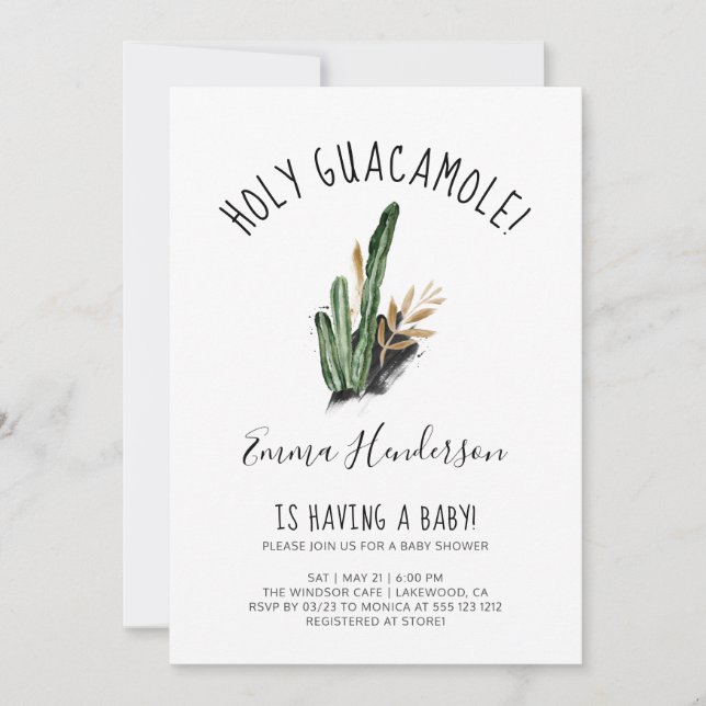 Carte Saint-Guacamole Baby shower mexicain moderne (Devant)