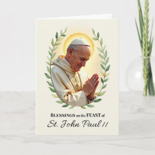 Carte Saint Jean Paul ll Jour de Fête Bénédictions Feuil