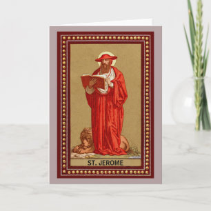 Carte Saint Jérôme, cardinal avec Lion (P 004)