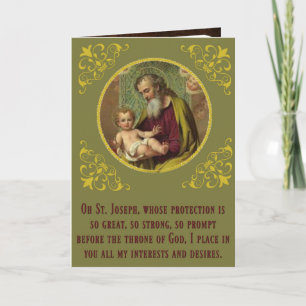 Carte Saint Joseph Baby Jésus Fête Novena Day
