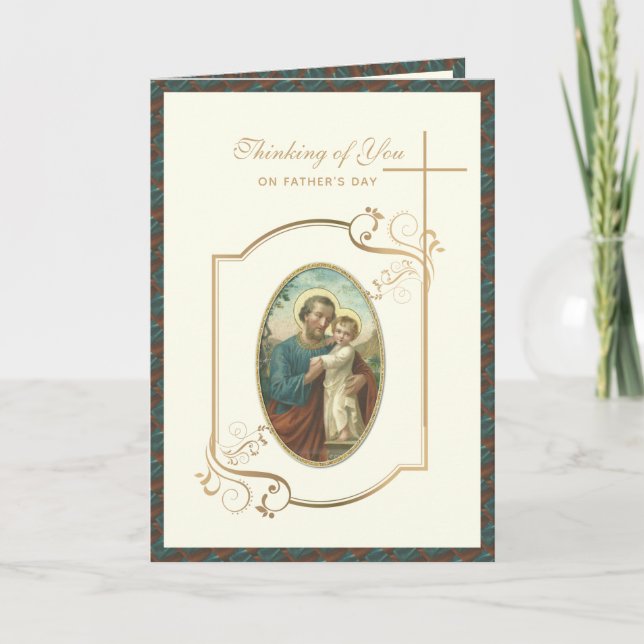 Carte Saint Joseph Jésus Fête des pères catholique Relig (Devant)