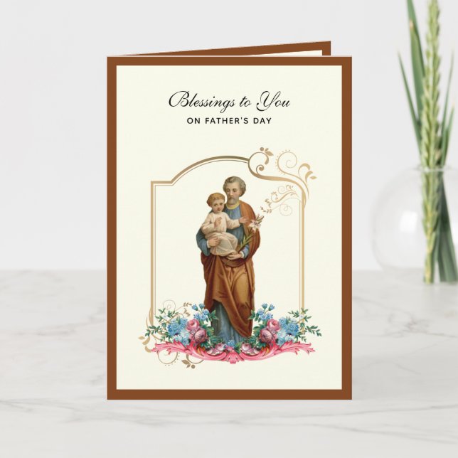 Carte Saint Joseph Jésus Fête des pères catholique Relig (Devant)