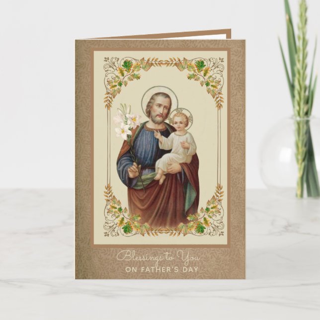 Carte Saint Joseph Jésus Fête des pères catholique Relig (Devant)