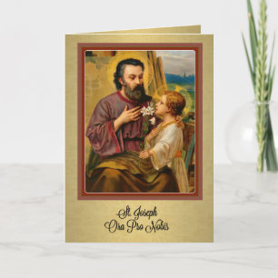 Carte Saint Joseph Jésus Religieux Vintage catholique