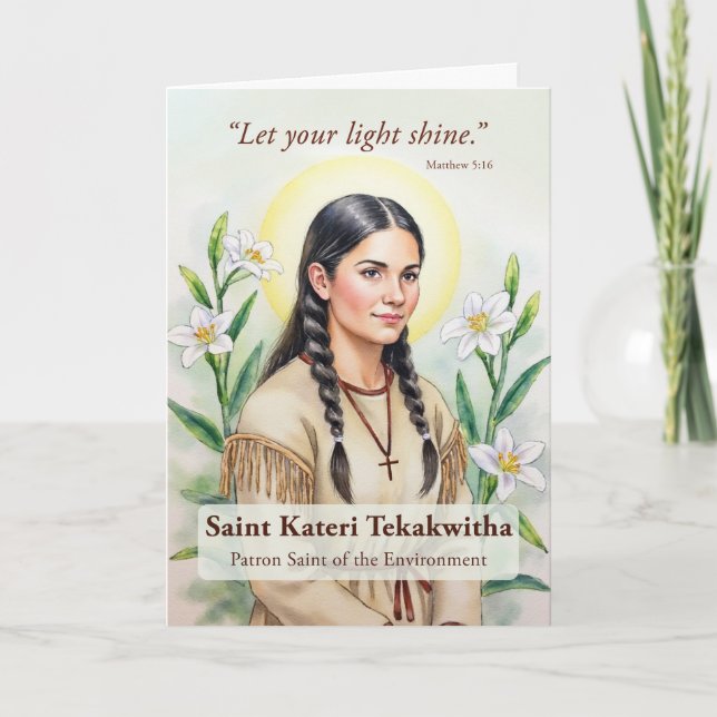 Carte Saint Kateri Tekakwitha Encouragement religieux (Devant)