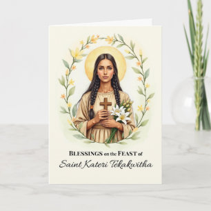 Carte Saint Kateri Tekakwitha Feast Day Blessures Wreath