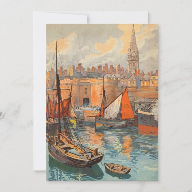 Carte Saint Malo, France, Art de l'affiche de voyage vin (Devant)